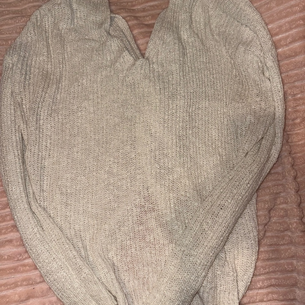 moon & madison Neutral Beige V-Neck Knit Sweater